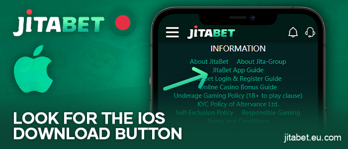 Go to the iOS JitaBet mobile application section