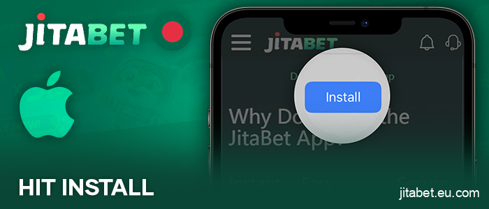 Click on the install button for the JitaBet casino app