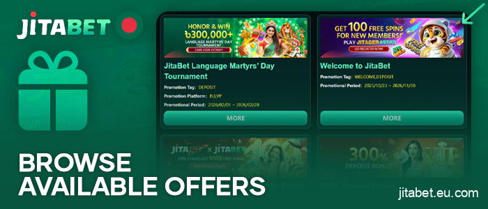 Select a bonus to activate on the JitaBet Bangladesh website