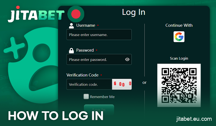 The login process at JitaBet Casino for players from Bangladesh