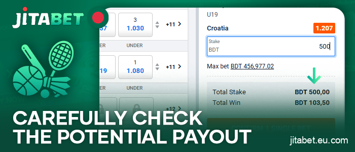 Check out the potential winnings when betting on sports at JitaBet Bangladesh