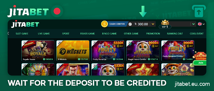 Wait for the deposit to be credited to your JitaBet BD casino account