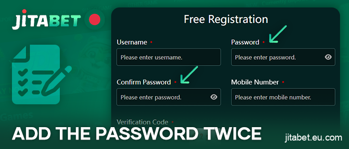 Create a strong password when registering at JitaBet Casino