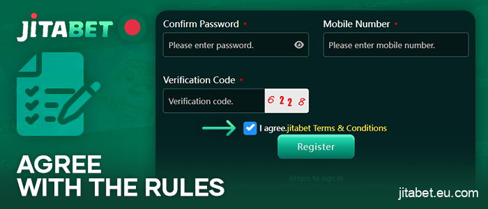 Agree to the terms and conditions of Jitabet online casino